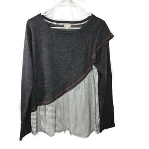 Hem & Thread Gray Sweater & Shirt Mix Linen Blend Size Large